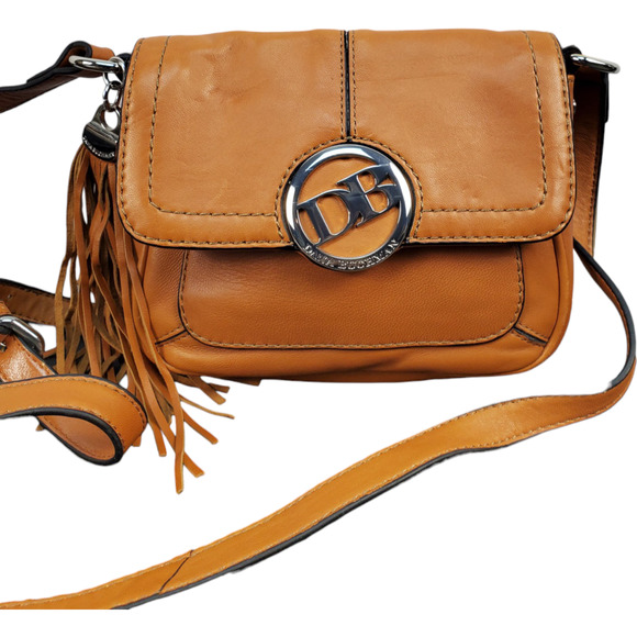 Dana Buchman Tiffany‎ Crossbody Bag Womens Brown Leather Adjustable Strap Logo - Picture 1 of 9